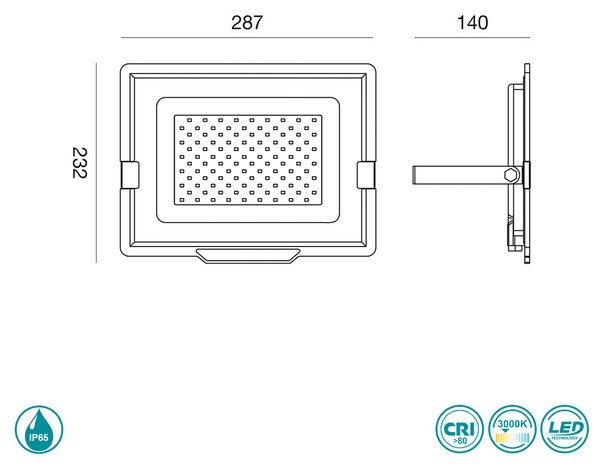 Προβολέας Εξωτερικού Χώρου Gea Luce Ratri GES844C 100W Λευκός Ματ (3000K)