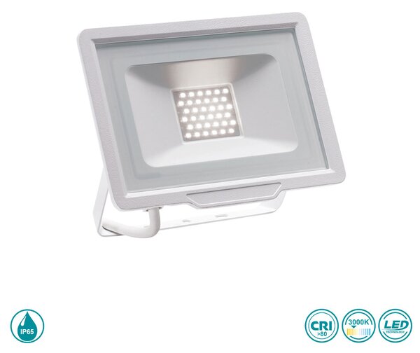 Προβολέας Εξωτερικού Χώρου Gea Luce Ratri GES842C 30W Λευκός Ματ (3000K)