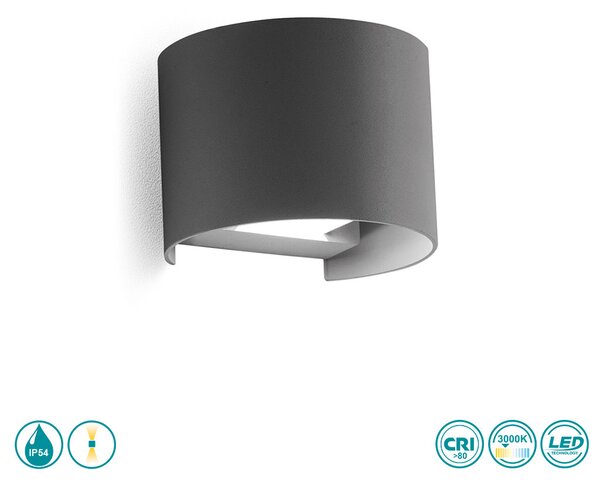 Απλίκα Εξωτερικού Χώρου Gea Luce Henk GES871C Ανθρακί (3000K)