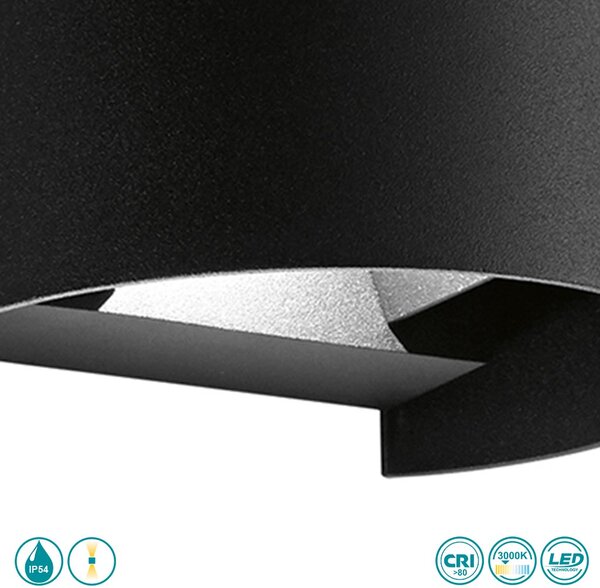 Απλίκα Εξωτερικού Χώρου Gea Luce Henk GES873C Μαύρο Ματ (3000K)