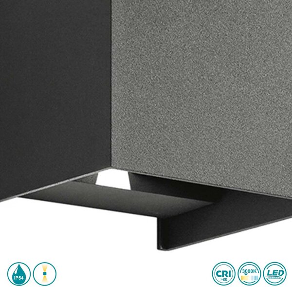 Απλίκα Εξωτερικού Χώρου Gea Luce Henk GES861C Ανθρακί (3000K)