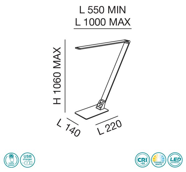 Φωτιστικό Επιτραπέζιο Fabas Luce Wasp 3265-30-212 Αλουμίνιο