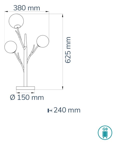 Φωτιστικό Επιτραπέζιο Wofi 923 Jasmine 10699 Χρώμιο