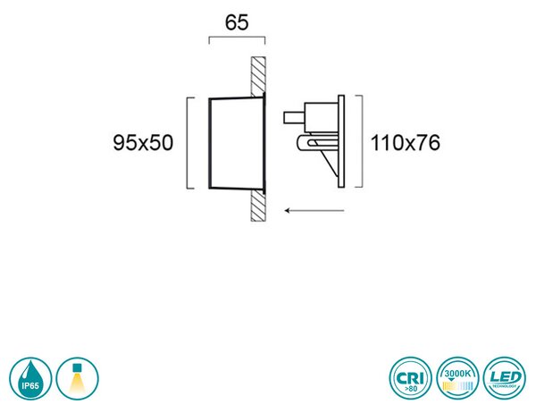 Απλίκα Χωνευτή Εξωτερικού Χώρου Viokef Theta 4198800 Γκρι
