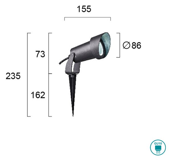 Φωτιστικό Εξωτερικού Χώρου Καρφί Viokef Ellis 4256900 Ανθρακί