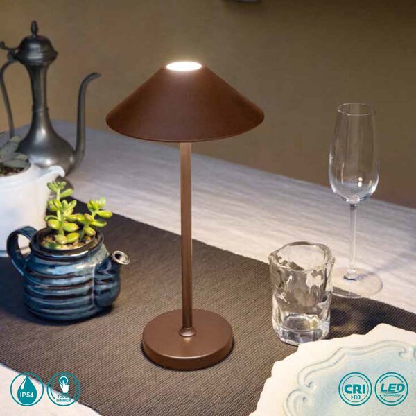 Λάμπα Επιτραπέζια Επαναφορτιζόμενη Ondaluce Lt.Moon/Corten Σκουριά