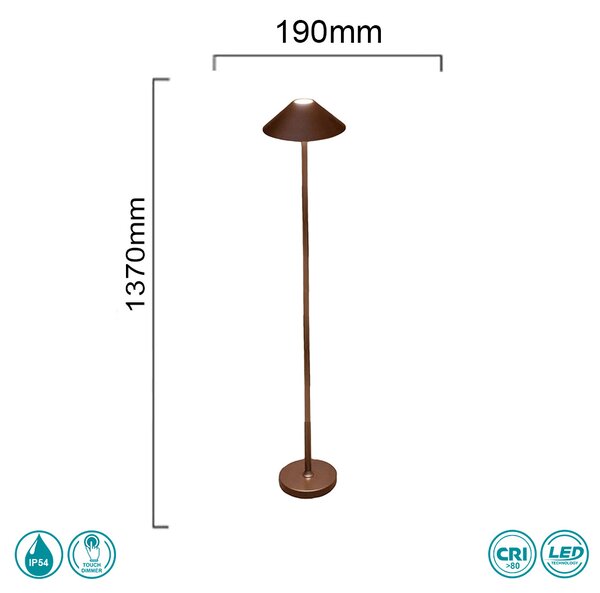 Φωτιστικό Δαπέδου Επαναφορτιζόμενο Ondaluce Pt.Moon/Corten Σκουριά