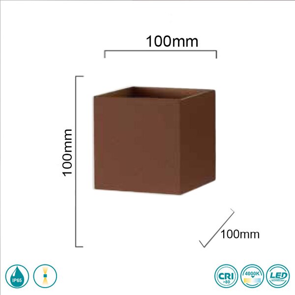 Απλίκα Εξωτερικού Χώρου Ondaluce Ap.Cube/Corten Σκουριά (4000K)