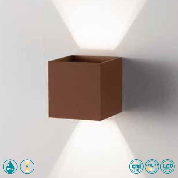 Απλίκα Εξωτερικού Χώρου Ondaluce Ap.Cube/Corten Σκουριά (4000K)
