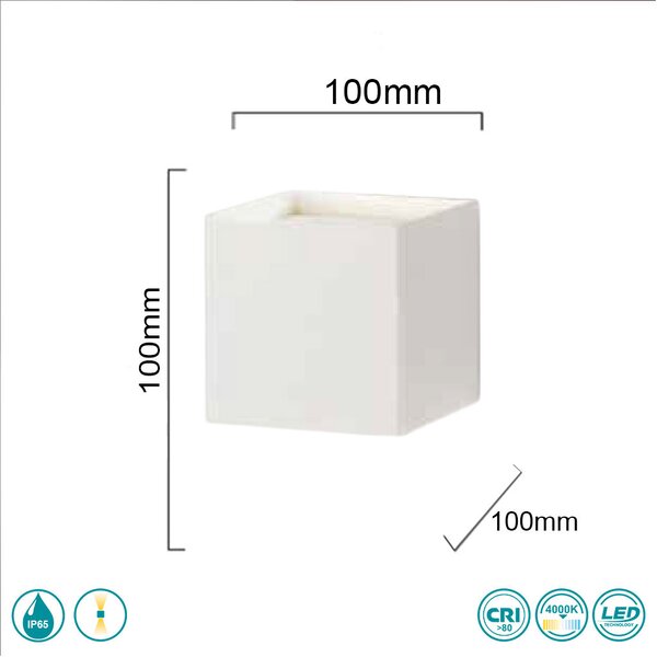 Απλίκα Εξωτερικού Χώρου Ondaluce Ap.Cube/B.Co Λευκή (4000K)