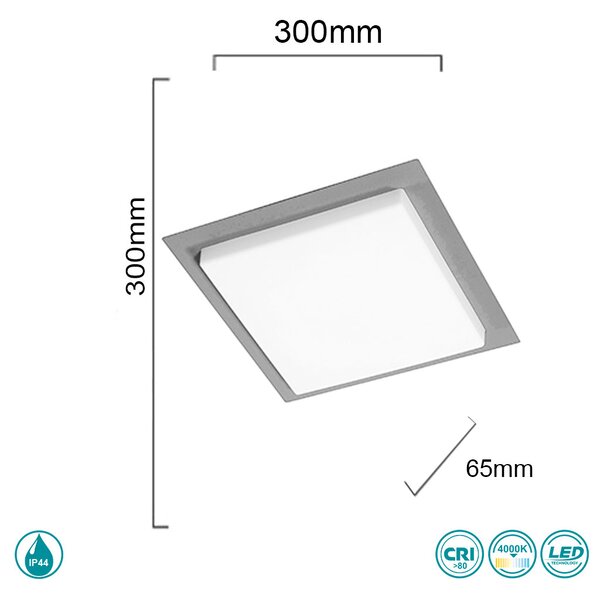Φωτιστικό Οροφής Εξωτερικού Χώρου Ondaluce Pt.Tablet/Silver Ασημί