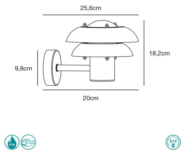 Απλίκα Εξωτερικού Χώρου Nordlux Kurnos 20 2118061003 Μαύρη