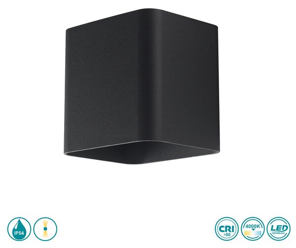 Απλίκα Εξωτερικού Χώρου Intec LED-W-Biome-NERO 8031440361132 Μαύρη (4000K)
