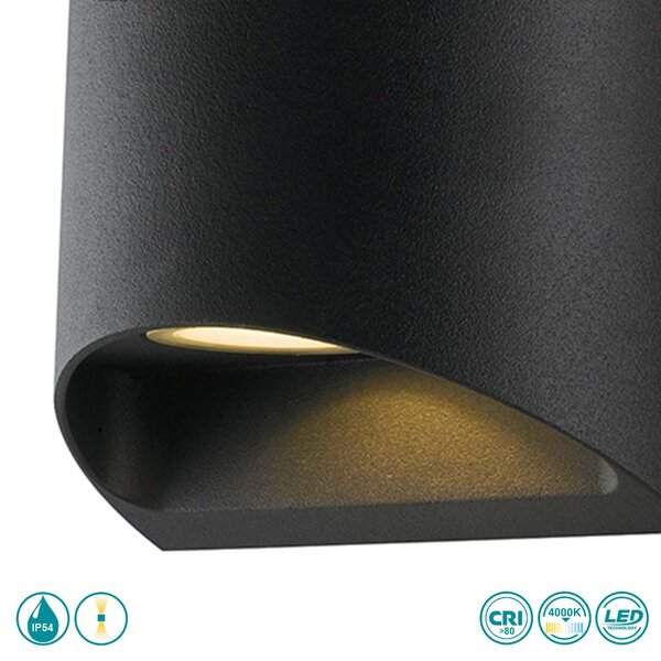 Απλίκα Εξωτερικού Χώρου Intec LED-W-Veyron-NERO 8031440361095 Μαύρη (4000K)