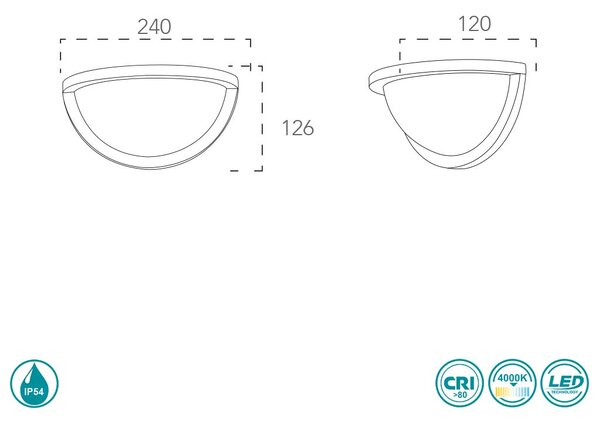 Απλίκα Εξωτερικού Χώρου Intec Led-W-Detroit-Ap 8031414862290 Μαύρη