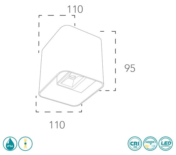 Απλίκα Εξωτερικού Χώρου Intec LED-W-Biome-NERO 8031440361132 Μαύρη (4000K)