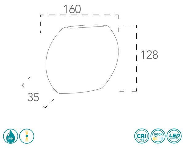 Απλίκα Εξωτερικού Χώρου Intec LED-W-Miura 8031440351447 Λευκή (3000K)
