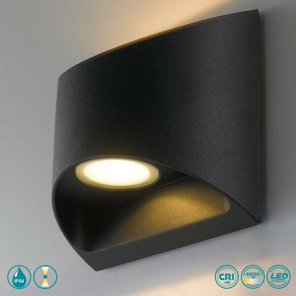Απλίκα Εξωτερικού Χώρου Intec LED-W-Veyron-NERO 8031440361095 Μαύρη (4000K)