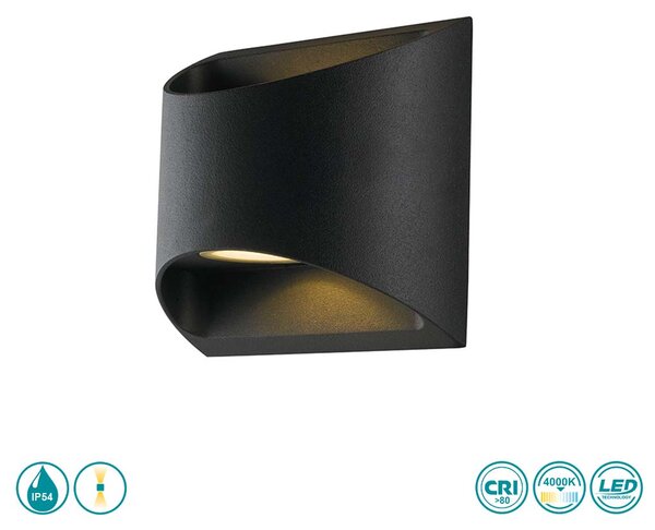 Απλίκα Εξωτερικού Χώρου Intec LED-W-Veyron-NERO 8031440361095 Μαύρη (4000K)