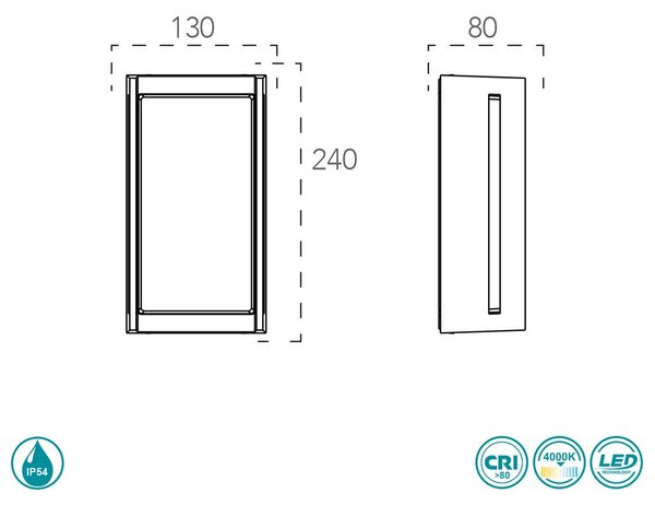 Απλίκα Εξωτερικού Χώρου Intec Led-W-Compact 8031414867110 Ανθρακί