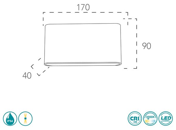 Απλίκα Εξωτερικού Χώρου Intec LED-W-Gamma 8031434041217 Λευκή (3000K)
