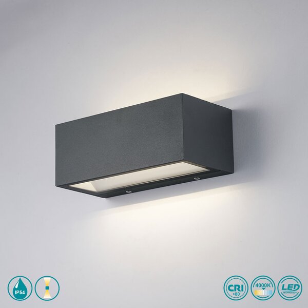 Απλίκα Εξωτερικού Χώρου Intec LED-W-Twin-XL ANT 8031414863686 Ανθρακί (4000K)