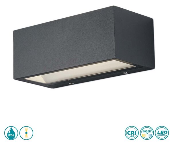 Απλίκα Εξωτερικού Χώρου Intec LED-W-Twin-XL ANT 8031414863686 Ανθρακί (4000K)