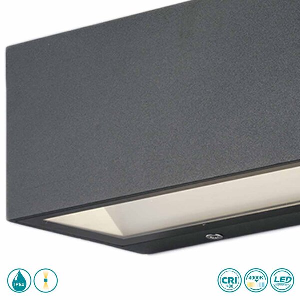 Απλίκα Εξωτερικού Χώρου Intec LED-W-Twin-XL ANT 8031414863686 Ανθρακί (4000K)