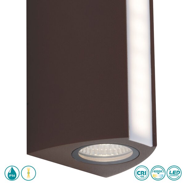 Απλίκα Εξωτερικού Χώρου Intec LED-W-Ray-BRO 8031414870998 Σκουριά (4000K)