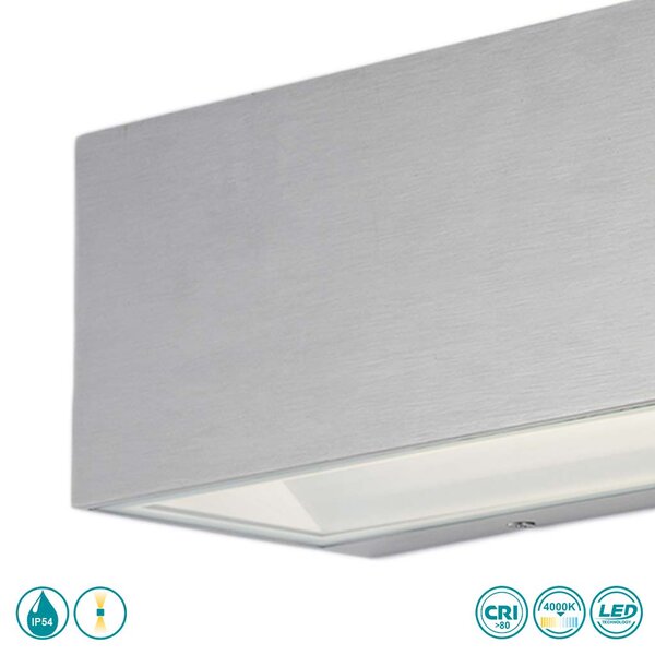 Απλίκα Εξωτερικού Χώρου Intec LED-W-Twin-XL NIK 8031414864362 Νίκελ Βουρτσιστό (4000K)
