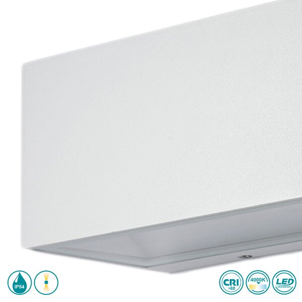 Απλίκα Εξωτερικού Χώρου Intec LED-W-Twin-XL BCO 8031414863716 Λευκή (4000K)
