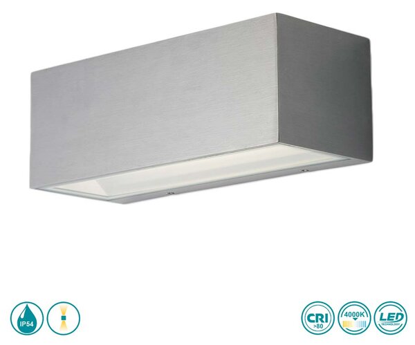 Απλίκα Εξωτερικού Χώρου Intec LED-W-Twin-XL NIK 8031414864362 Νίκελ Βουρτσιστό (4000K)