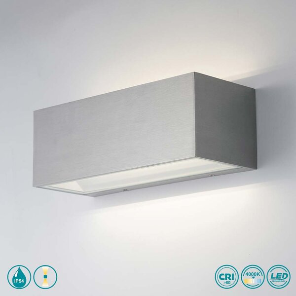 Απλίκα Εξωτερικού Χώρου Intec LED-W-Twin-XL NIK 8031414864362 Νίκελ Βουρτσιστό (4000K)