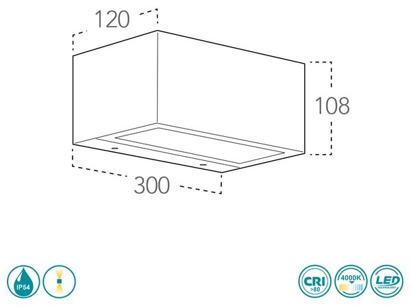 Απλίκα Εξωτερικού Χώρου Intec LED-W-Twin-XL NIK 8031414864362 Νίκελ Βουρτσιστό (4000K)