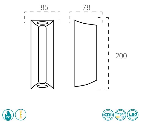 Απλίκα Εξωτερικού Χώρου Intec LED-W-Ray-BRO 8031414870998 Σκουριά (4000K)