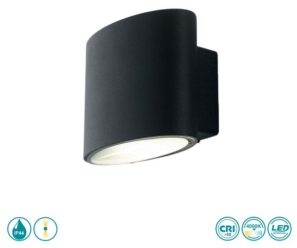 Απλίκα Εξωτερικού Χώρου Intec LED-W-Boxter NER 8031414862382 Μαύρη (4000K)