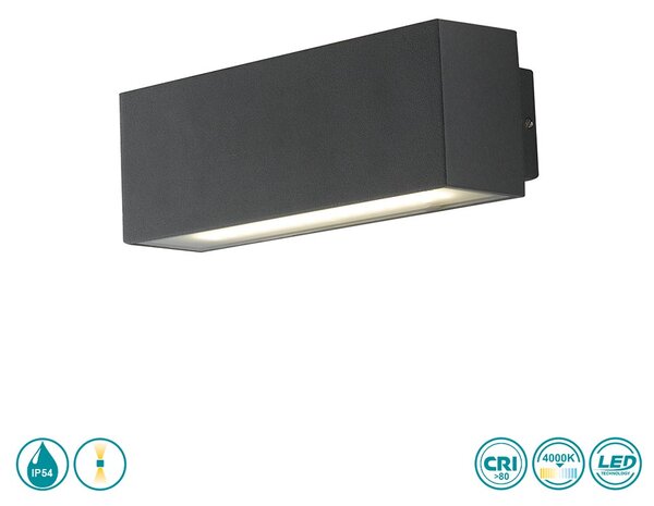 Απλίκα Εξωτερικού Χώρου Intec LED-W-Agera-180 8031440360975 Μαύρη (4000K)