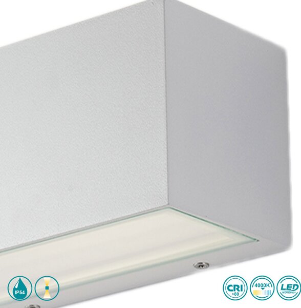 Απλίκα Εξωτερικού Χώρου Intec LED-W-Twin-S BCO 8031414863976 Λευκή (4000K)