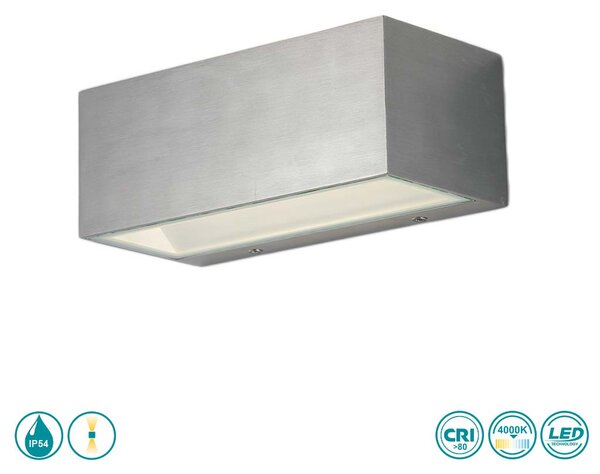 Απλίκα Εξωτερικού Χώρου Intec LED-W-Twin-M NIK 8031414863990 Νίκελ Βουρτσιστό (4000K)
