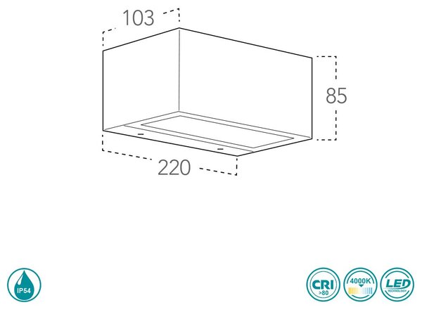 Απλίκα Εξωτερικού Χώρου Intec LED-W-Twin-M BCO 8031414863969 Λευκή (4000K)