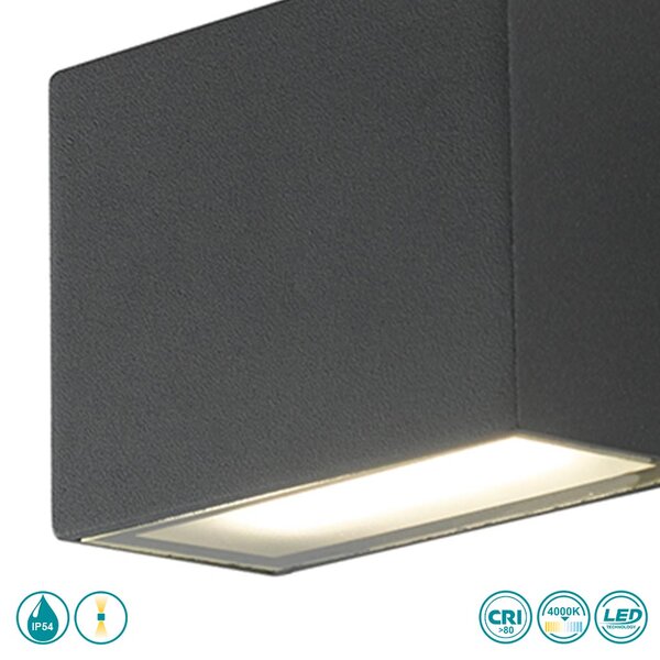 Απλίκα Εξωτερικού Χώρου Intec LED-W-Agera-90 8031440360951 Μαύρη (4000K)