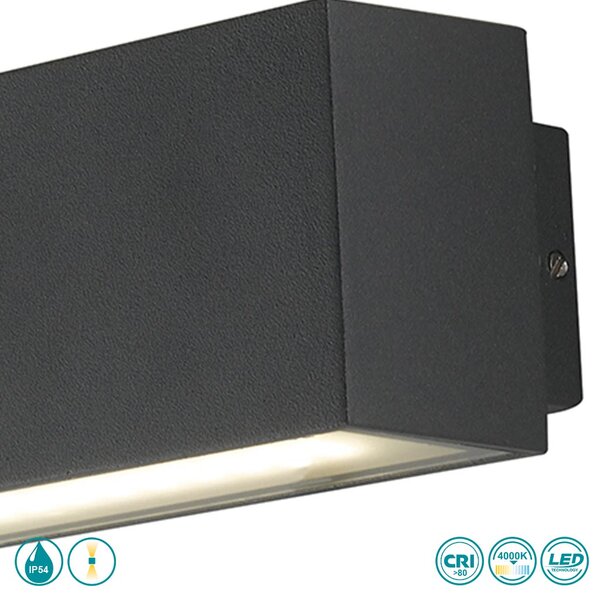 Απλίκα Εξωτερικού Χώρου Intec LED-W-Agera-180 8031440360975 Μαύρη (4000K)