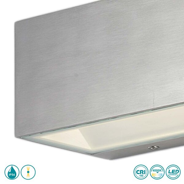 Απλίκα Εξωτερικού Χώρου Intec LED-W-Twin-M NIK 8031414863990 Νίκελ Βουρτσιστό (4000K)