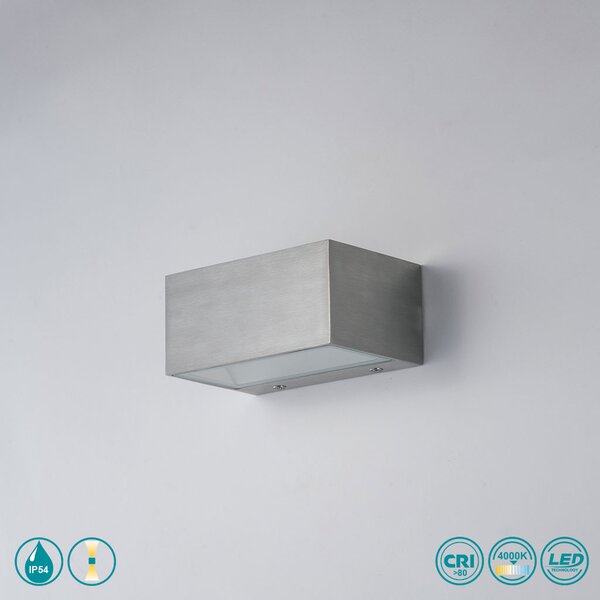 Απλίκα Εξωτερικού Χώρου Intec LED-W-Twin-S NIK 8031414863983 Νίκελ Βουρτσιστό (4000K)