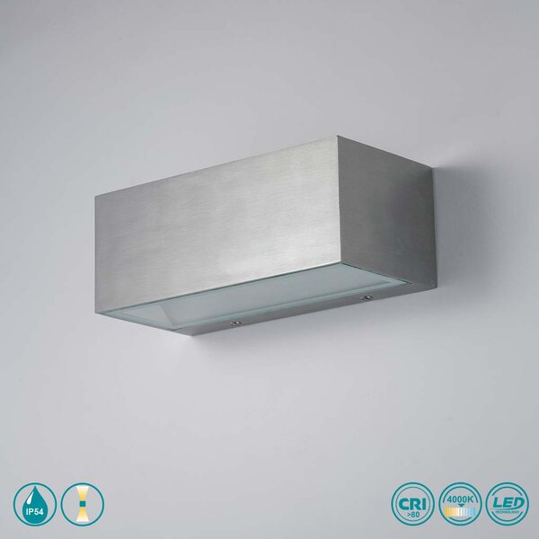 Απλίκα Εξωτερικού Χώρου Intec LED-W-Twin-M NIK 8031414863990 Νίκελ Βουρτσιστό (4000K)