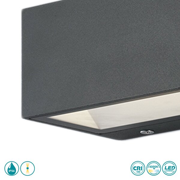 Απλίκα Εξωτερικού Χώρου Intec LED-W-Twin-S ANT 8031414863709 Ανθρακί (4000K)