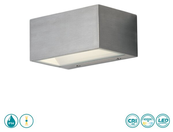 Απλίκα Εξωτερικού Χώρου Intec LED-W-Twin-S NIK 8031414863983 Νίκελ Βουρτσιστό (4000K)