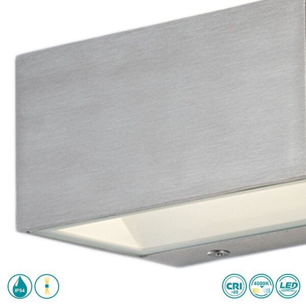 Απλίκα Εξωτερικού Χώρου Intec LED-W-Twin-S NIK 8031414863983 Νίκελ Βουρτσιστό (4000K)