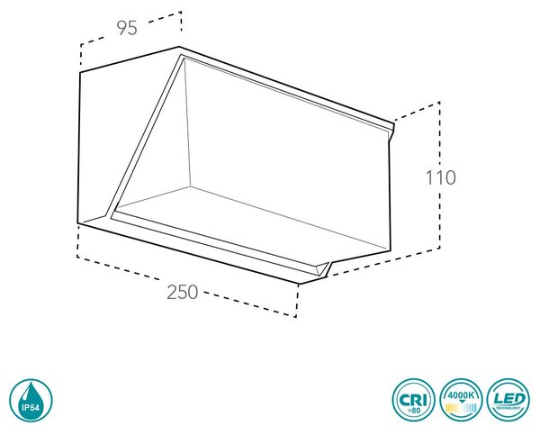 Απλίκα Εξωτερικού Χώρου Intec LED-W-Luxon ANT 8031414867097 Ανθρακί (4000K)