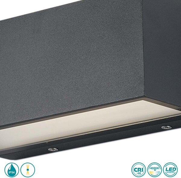 Απλίκα Εξωτερικού Χώρου Intec LED-W-Twin-M ANT 8031414863693 Ανθρακί (4000K)
